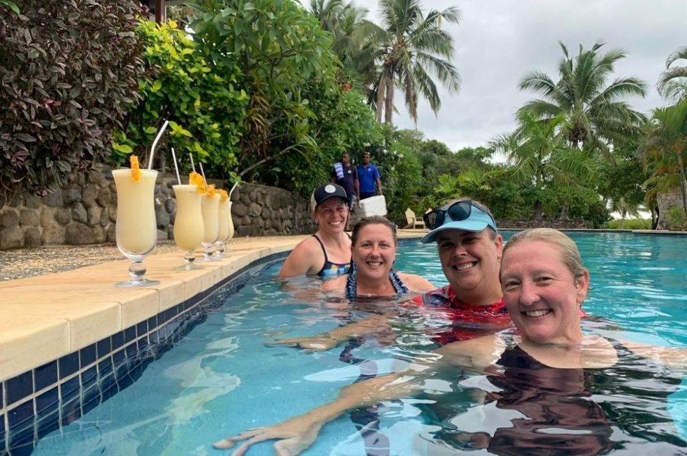 Pool side on a Fiji dive trip
