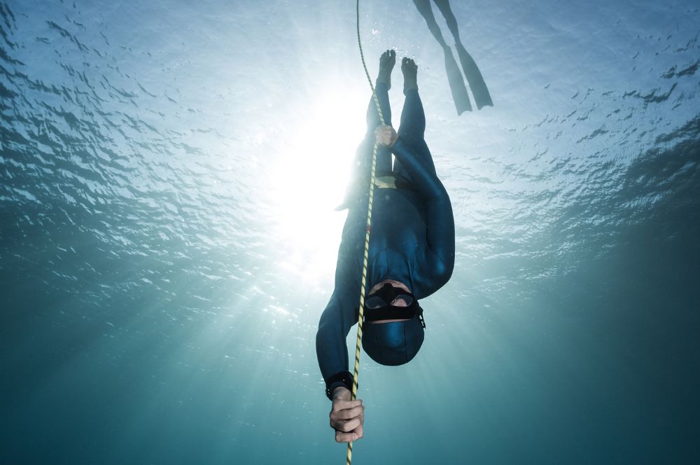 Freediving on a line