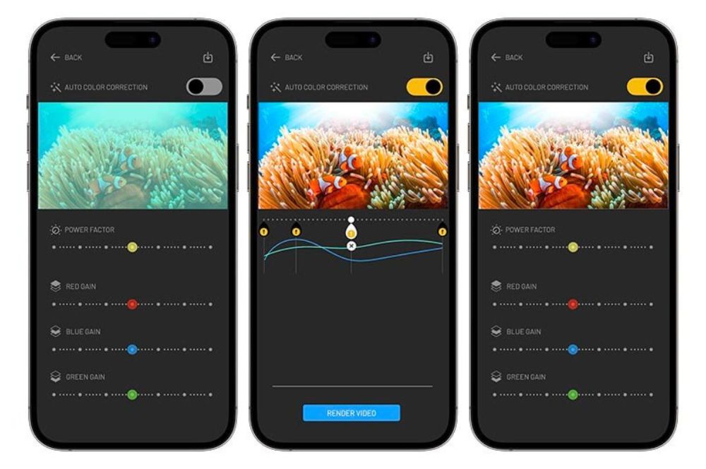Colour correction on the Oceanic+ App