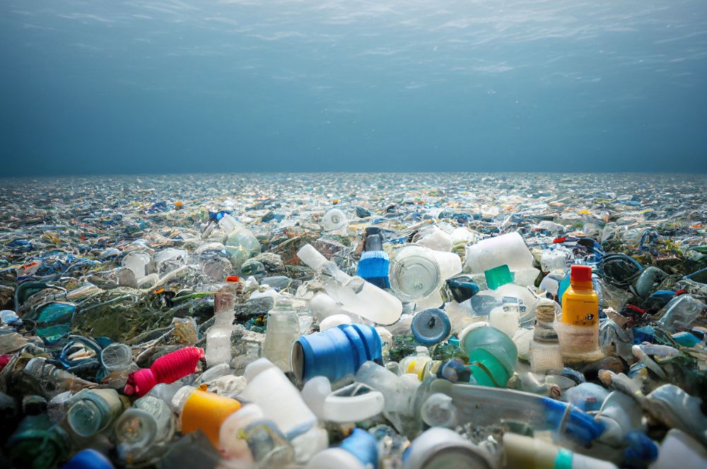Plastic pollution constituting 80% of all marine debris.