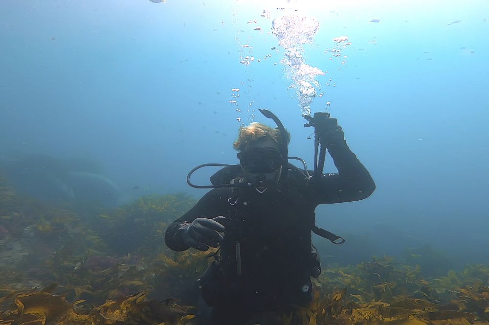 A diver staying calm and finding your way back after getting lost underwater