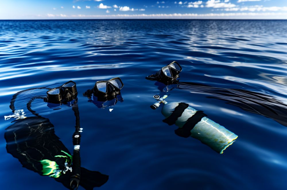 Open water with diving equipment