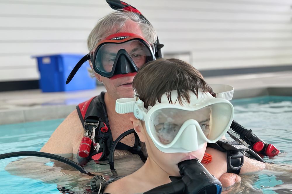 Teaching my 10 year grandson to dive
