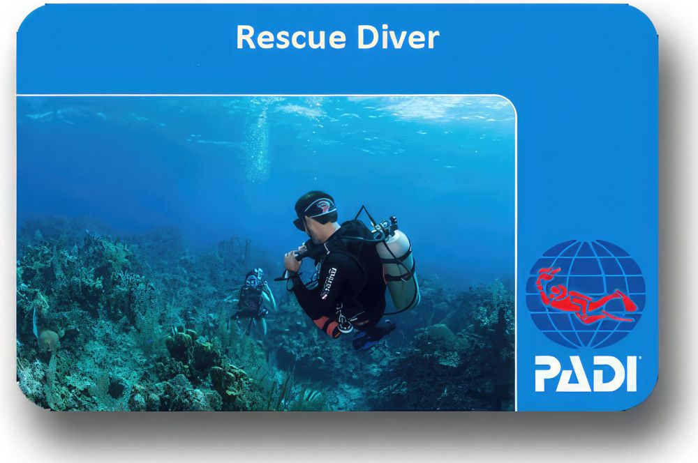 A PADI Rescue Diver certification card