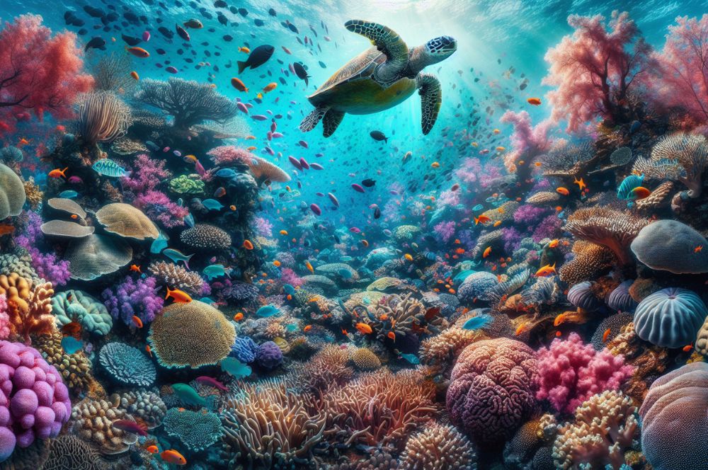 Vibrant marine life in the underwater world