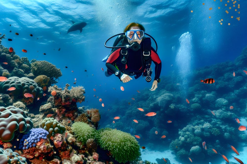 A scuba diver exploring the colorful underwater world