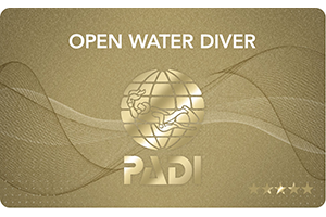 PADI open water certification card